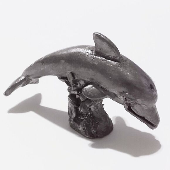 Vintage Miniature Pewter Dolphin Figurine - Picture 2 of 4